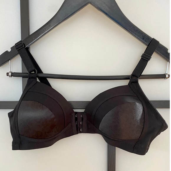 Front Closure, Floral Print Comfy Wireless Bra, Everyday Underwear Sexy Lingerie - Picture 4 of 6